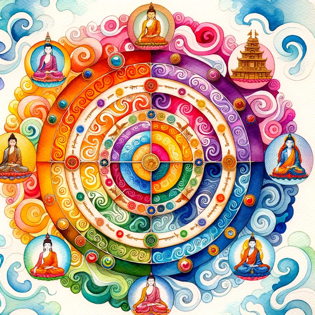 Representações Artísticas da Roda Do Dharma e budismo